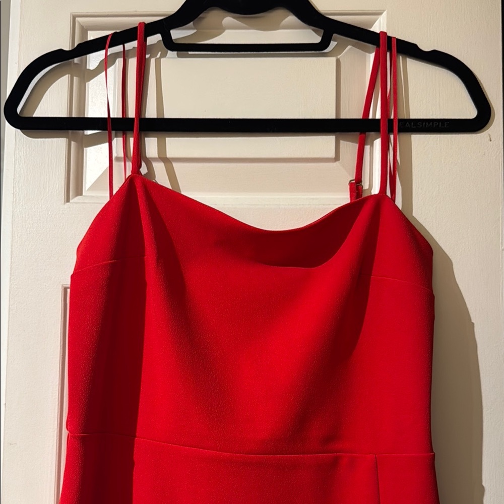 Elegant Red Spaghetti Strap Dress